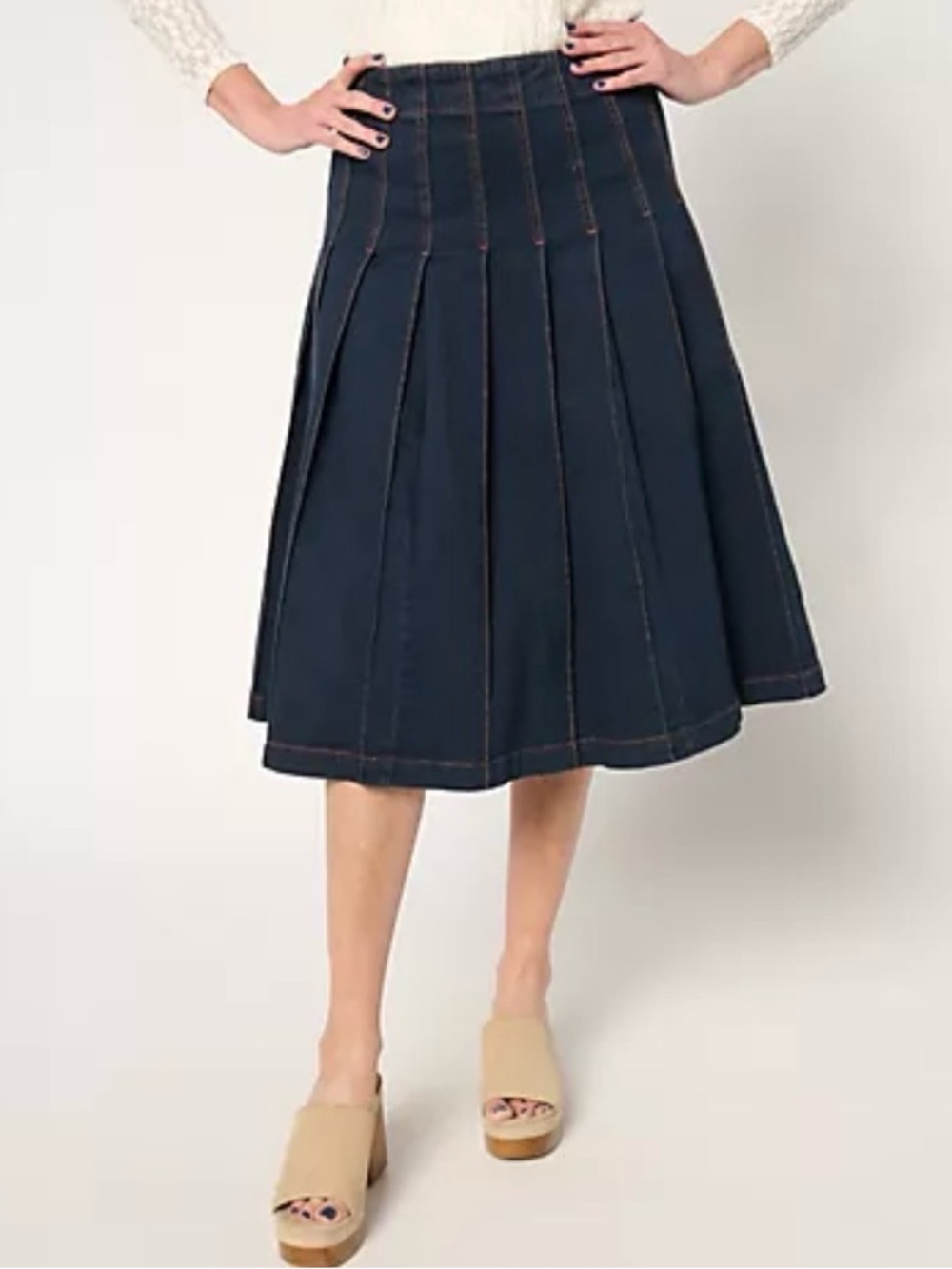 Peace Love World Black Label Petite Pleated Denim Skirt 6